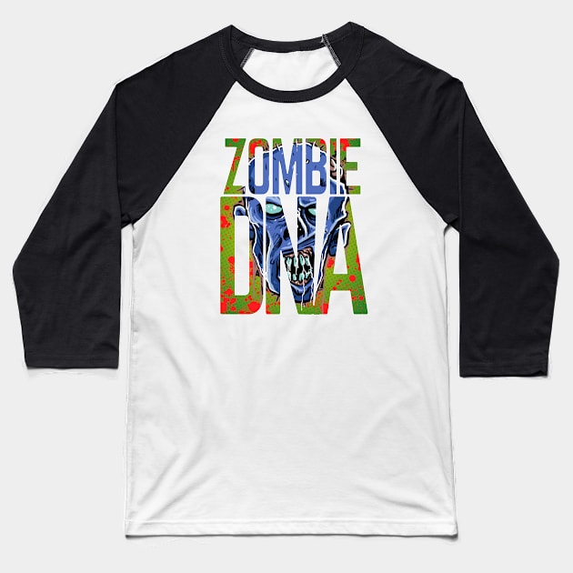 Zombie DNA Blood toxic waste Horror design Baseball T-Shirt by Hetsters Designs